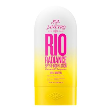 Welcome to the sunny beachy world of Sol de Janeiro where every day feels like vacation and your skin radiates with a natural sun-kissed glow. Introducing our latest addition to the family the Sol de Janeiro Rio Radiance SPF 50 Body Lotion Cheirosa 87 Fragrance - a must-have for all sun lovers and beachgoers. Imagine lying on the white sand beaches of Rio surrounded by the warm sun and the refreshing ocean breeze. The scent of blooming flowers and exotic fruits fills the air transporting you to a tropical paradise. That s exactly what our Cheirosa 87 fragrance captures - a beachy and nostalgic scent that will awaken your senses and evoke memories of carefree summer days.