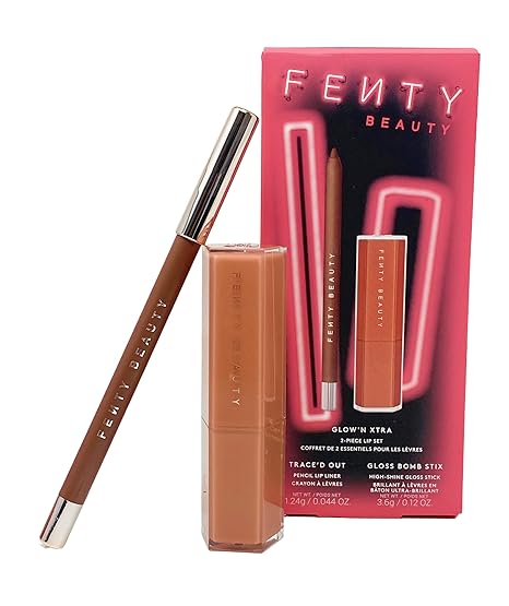 71-Eofrd+2L._SX466_ FENTY BEAUTY Glow'N Xtra 2 Piece Lip Set - Lip Liner (Extra Thigh) and Gloss Bomb Stix (Fenty Glow) - الصورة 1